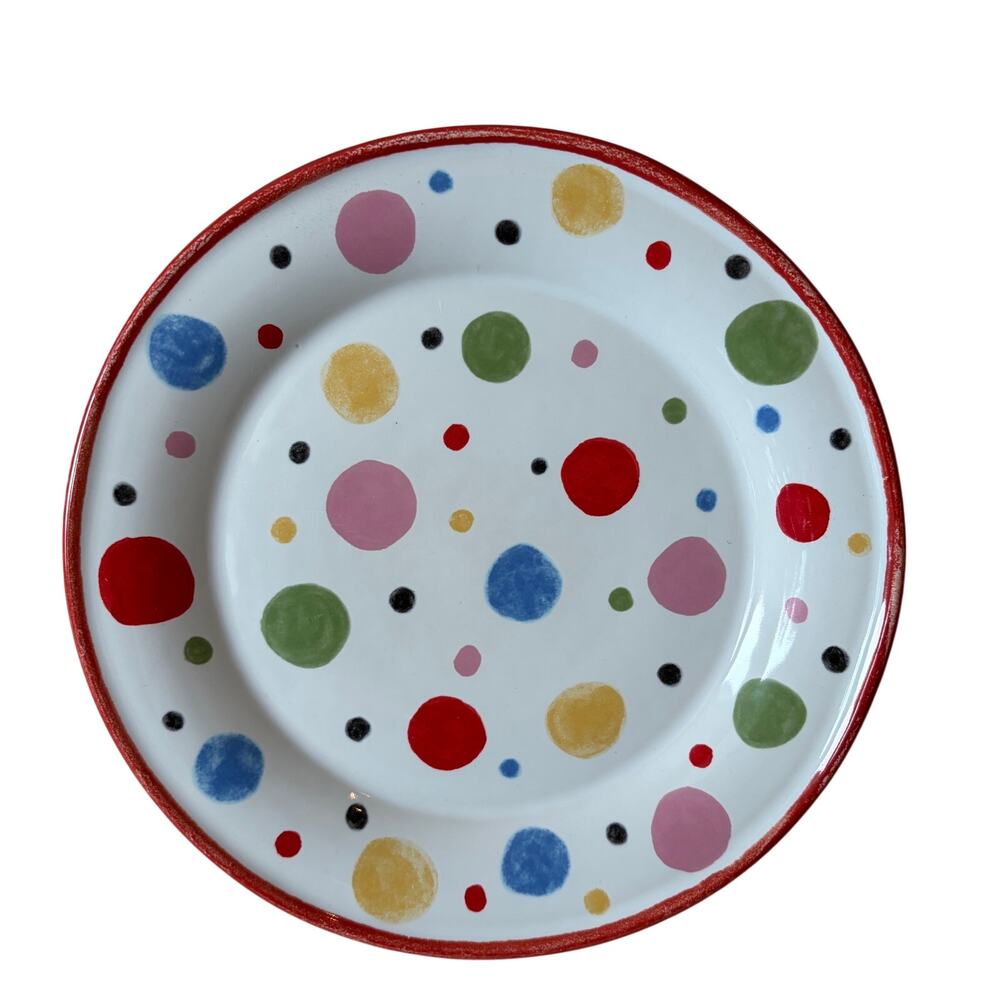 Mackenzie-Childs Day At The Fair Plate 8.25" Hand Painted Portugal Stoneware NEW